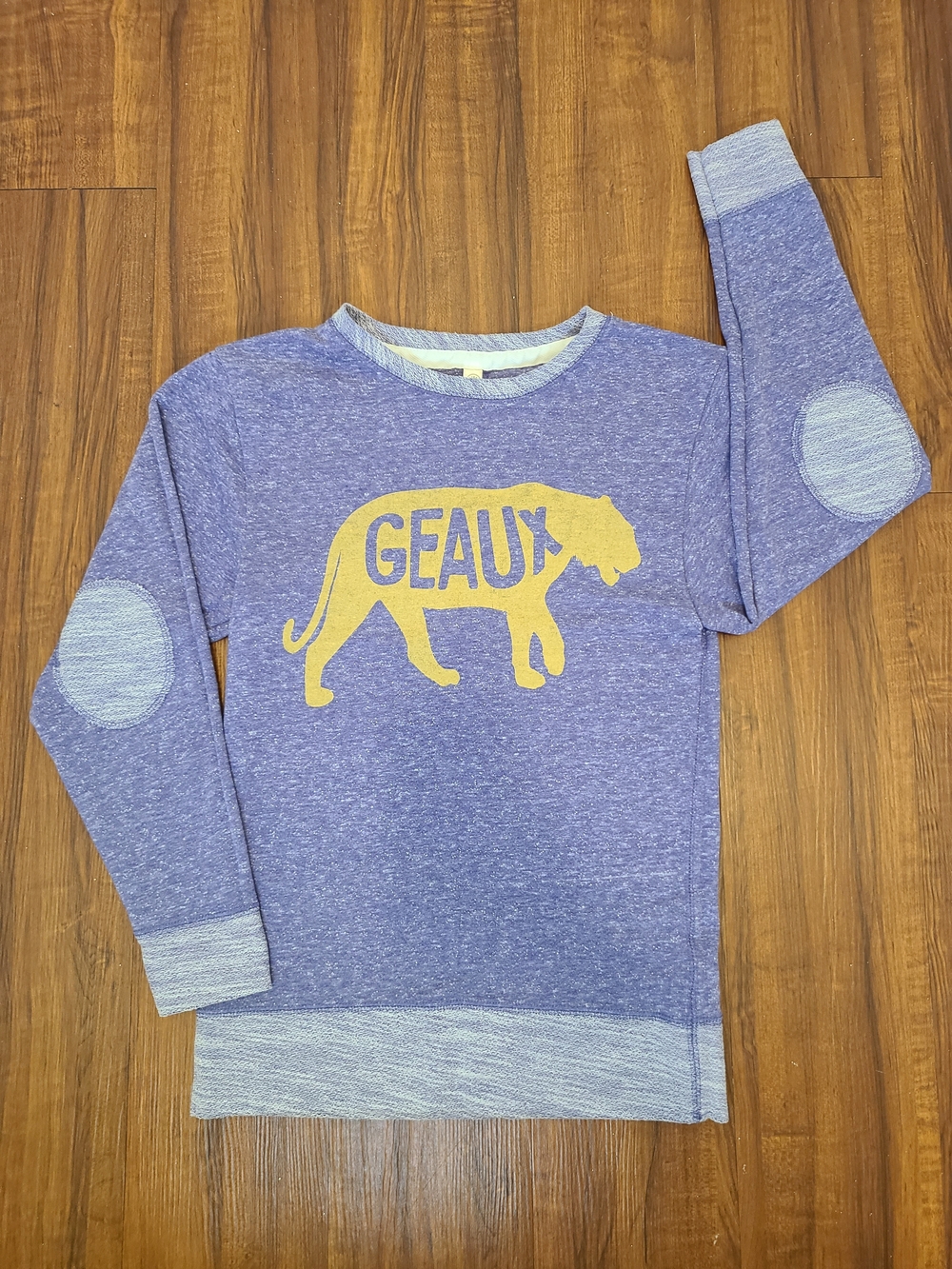 LSU Tigers Geaux Purple Sweatshirt with Elbow Patches Size XS